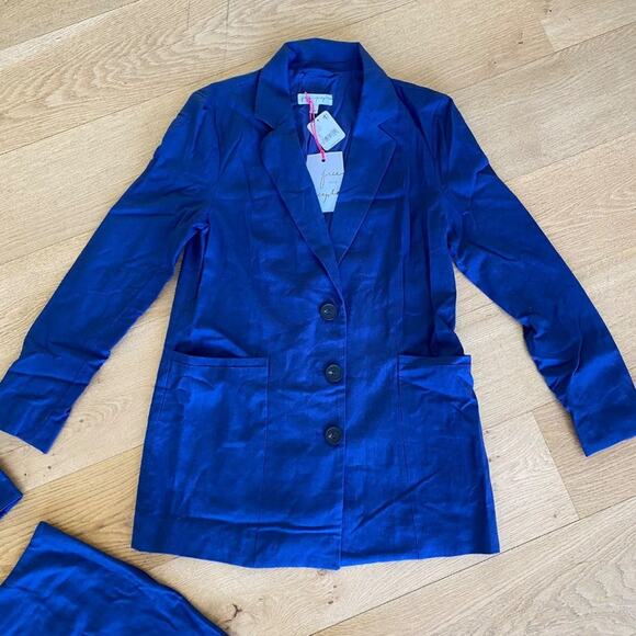 Free People 3 Piece Shorts, Crop Top and Blazer Set in Blue - Picture 3 of 9